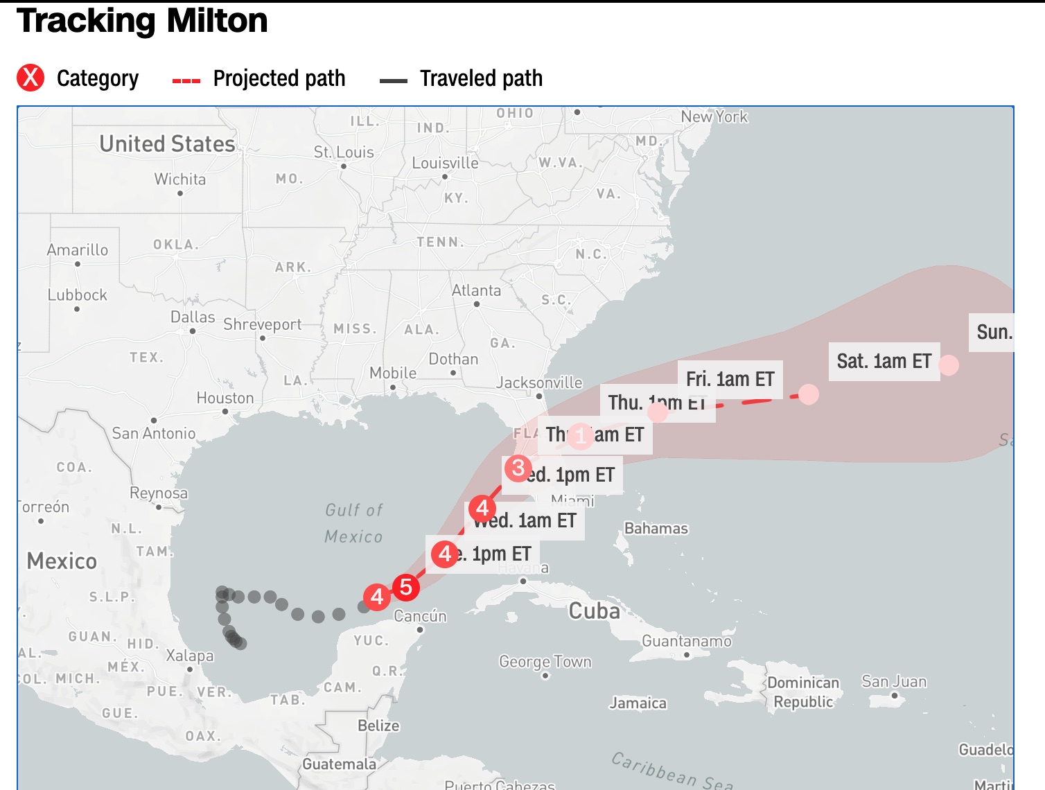 Huracan Milton amenaza Florida